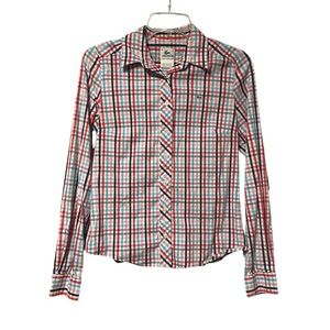 Lacoste Multicolor Button Up Long Sleeve Shirt Blouse M checked preppy